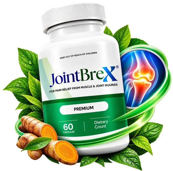 JointBrex bottle with turmeric and fresh leaves